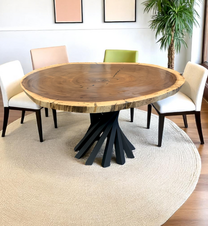 Custom Live Edge Dining Tables for Interior Design and Home Decor accented with rustic slab Coffee/End table furniture.