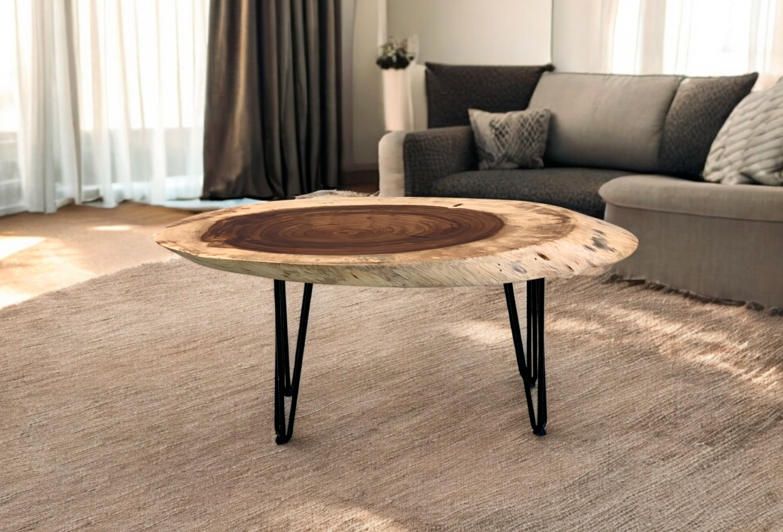 Custom Live Edge Dining Tables for Interior Design and Home Decor accented with rustic slab Coffee/End table furniture.