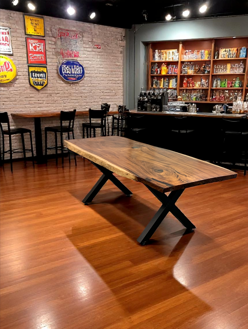 Custom Live Edge Dining Tables for Interior Design and Home Decor accented with rustic slab Coffee/End table furniture.