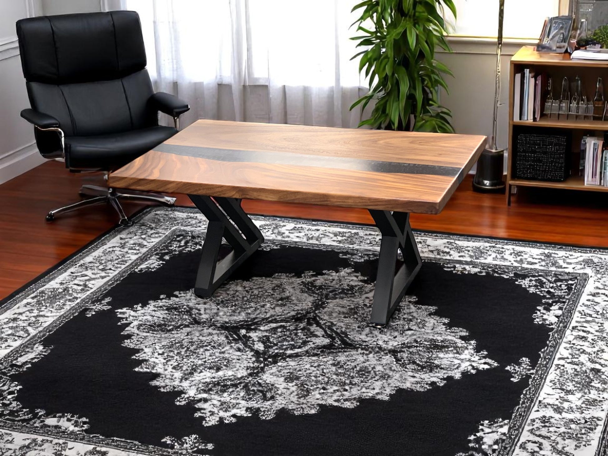 Custom Live Edge Dining Tables for Interior Design and Home Decor accented with rustic slab Coffee/End table furniture.