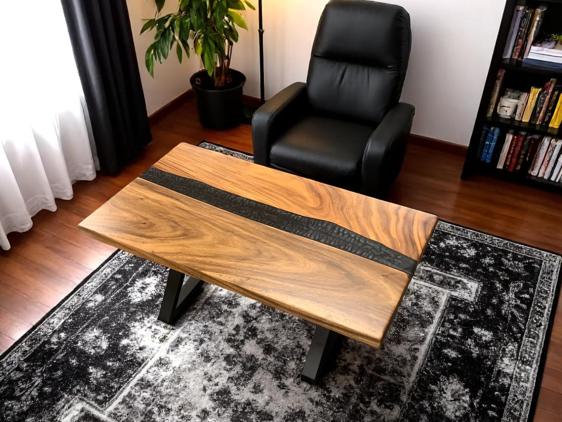 Custom Live Edge Dining Tables for Interior Design and Home Decor accented with rustic slab Coffee/End table furniture.