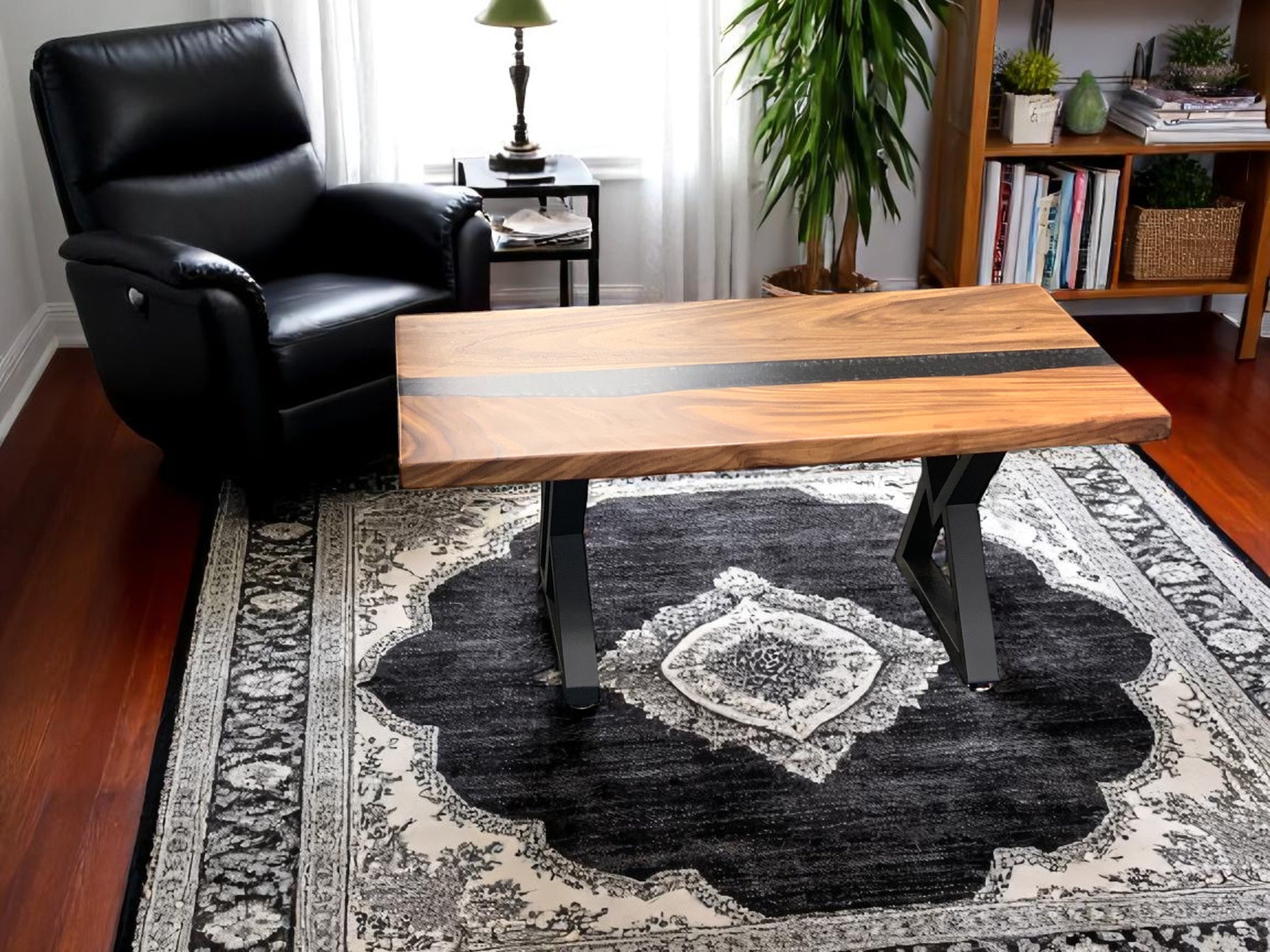 Custom Live Edge Dining Tables for Interior Design and Home Decor accented with rustic slab Coffee/End table furniture.