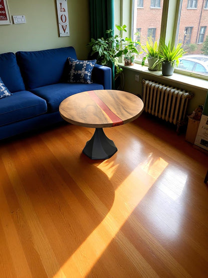 Custom Live Edge Dining Tables for Interior Design and Home Decor accented with rustic slab Coffee/End table furniture.