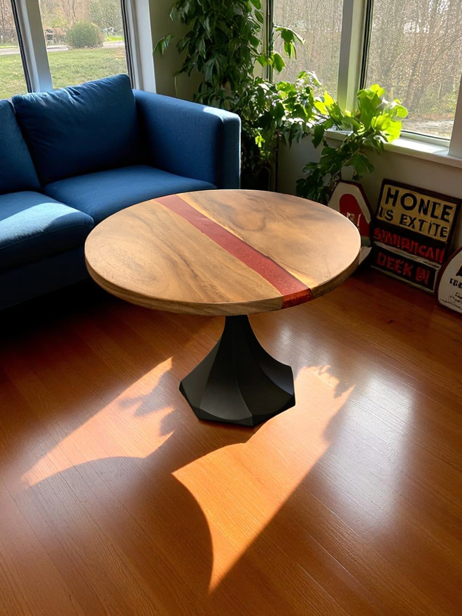 Custom Live Edge Dining Tables for Interior Design and Home Decor accented with rustic slab Coffee/End table furniture.