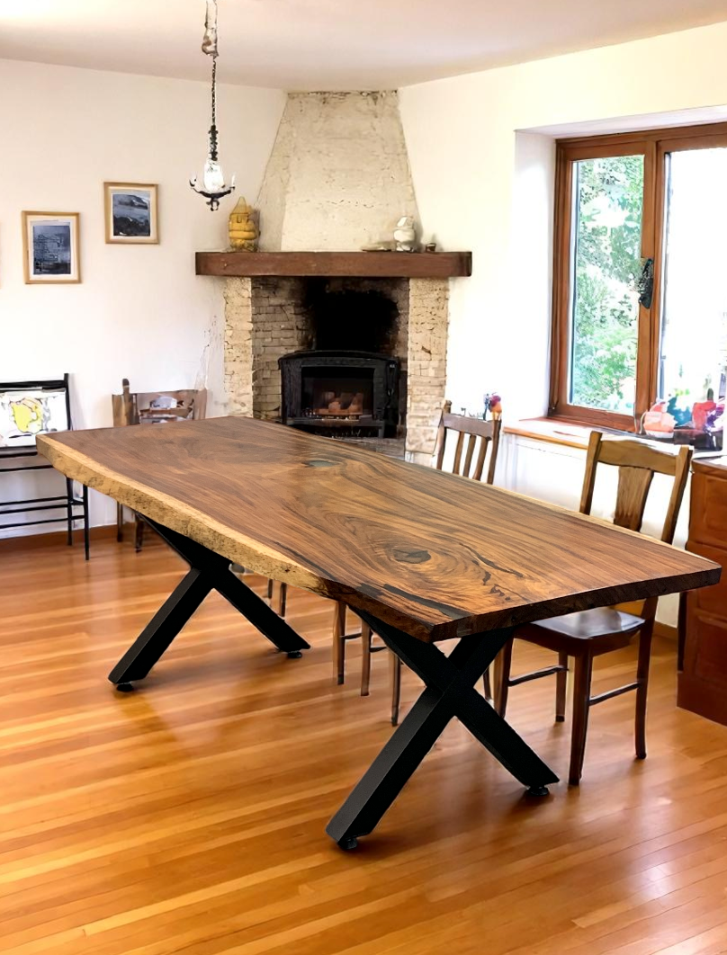 Custom Live Edge Dining Tables for Interior Design and Home Decor accented with rustic slab Coffee/End table furniture.