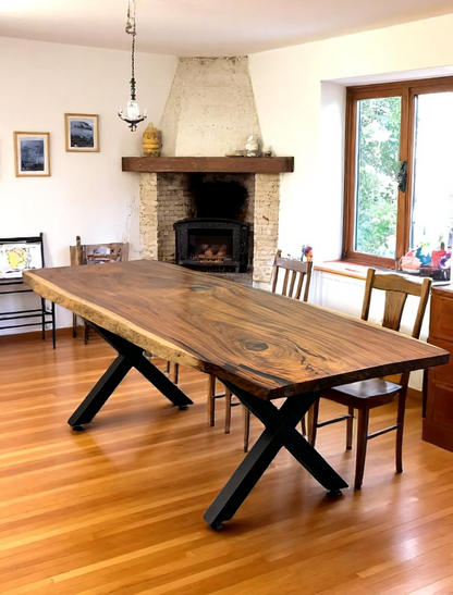 Custom Live Edge Dining Tables for Interior Design and Home Decor accented with rustic slab Coffee/End table furniture.