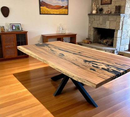 Custom Live Edge Dining Tables for Interior Design and Home Decor accented with rustic slab Coffee/End table furniture.