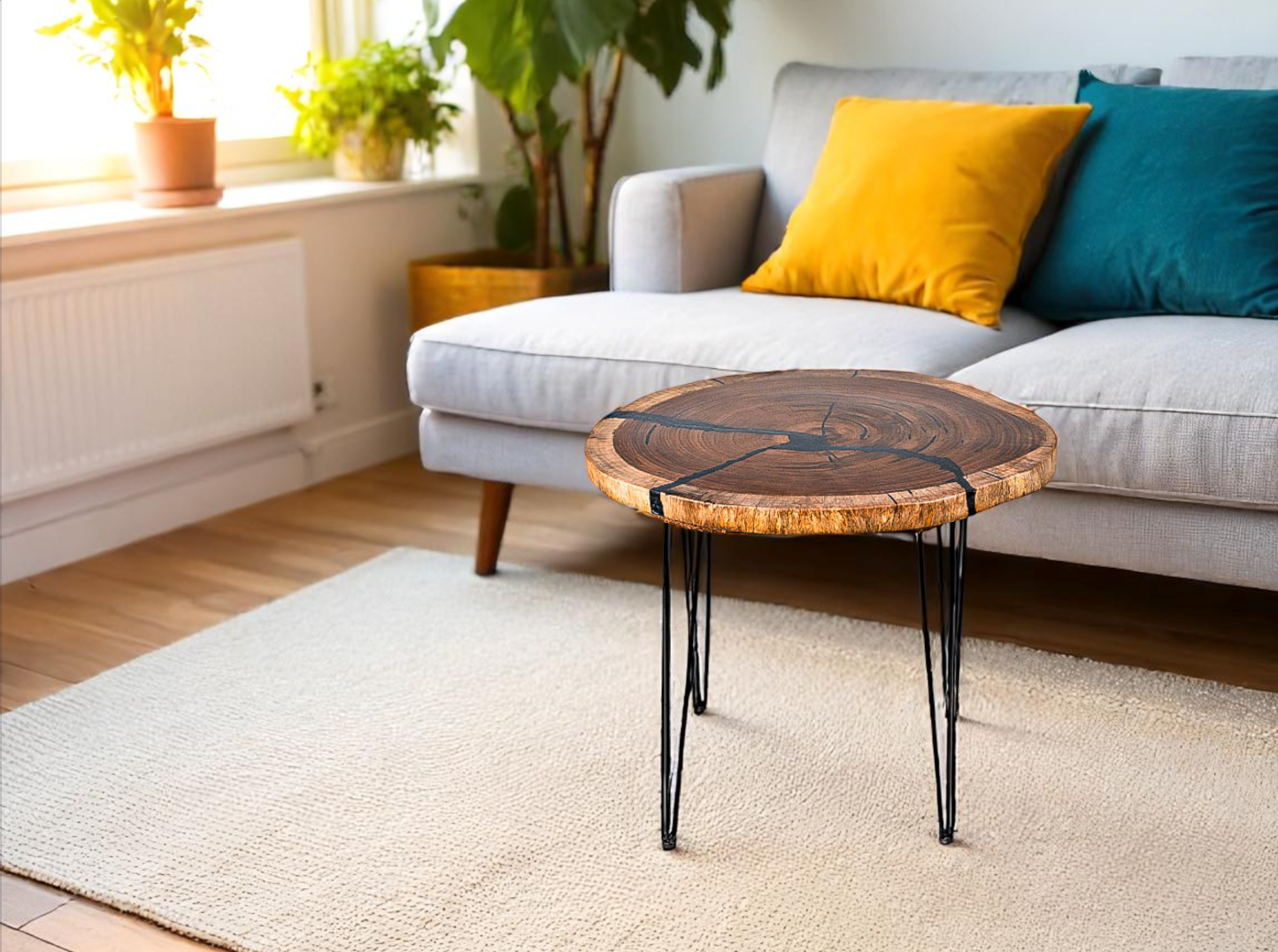 Custom Live Edge Dining Tables for Interior Design and Home Decor accented with rustic slab Coffee/End table furniture.