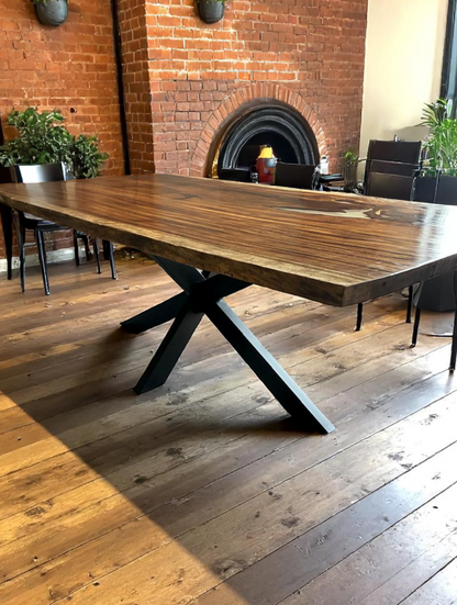 Custom Live Edge Dining Tables for Interior Design and Home Decor accented with rustic slab Coffee/End table furniture.