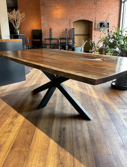 Custom Live Edge Dining Tables for Interior Design and Home Decor accented with rustic slab Coffee/End table furniture.