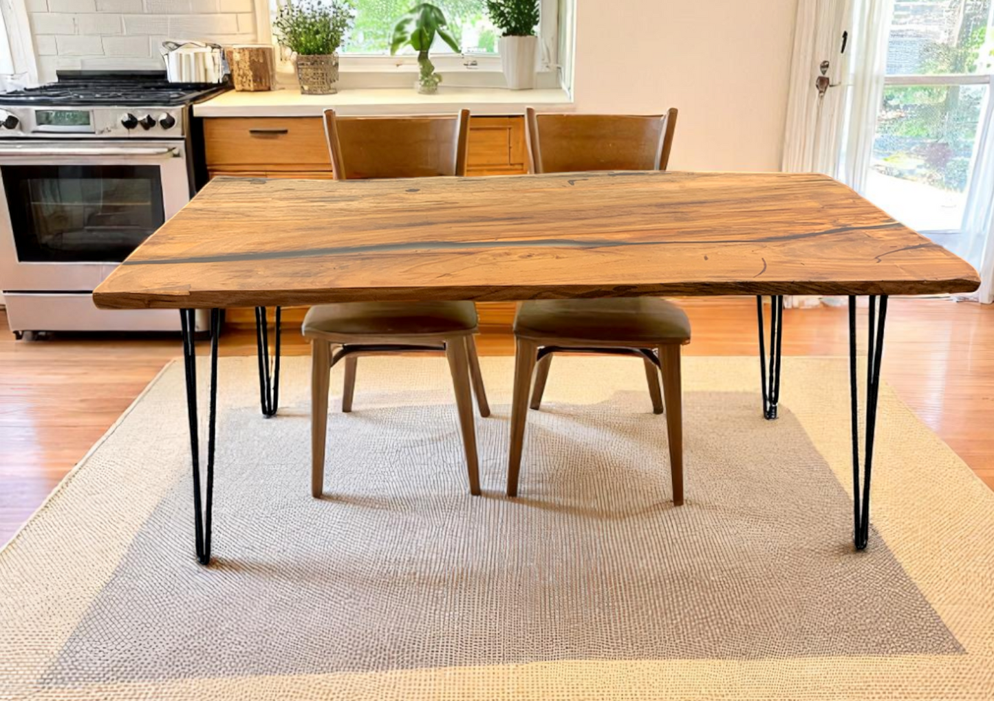 Custom Live Edge Dining Tables for Interior Design and Home Decor accented with rustic slab Coffee/End table furniture.