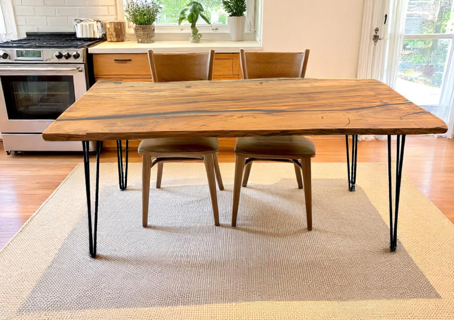 Custom Live Edge Dining Tables for Interior Design and Home Decor accented with rustic slab Coffee/End table furniture.
