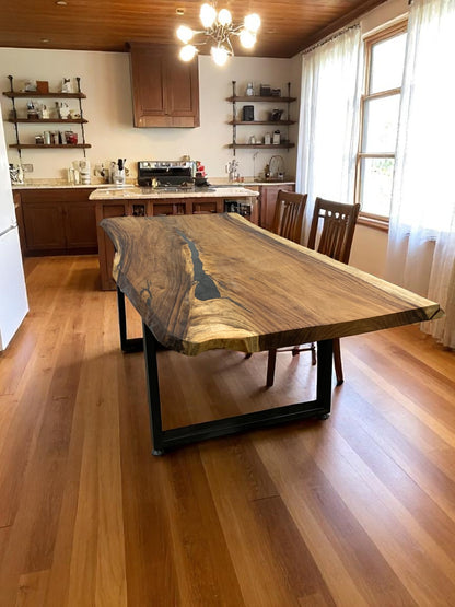 Custom Live Edge Dining Tables for Interior Design and Home Decor accented with rustic slab Coffee/End table furniture.