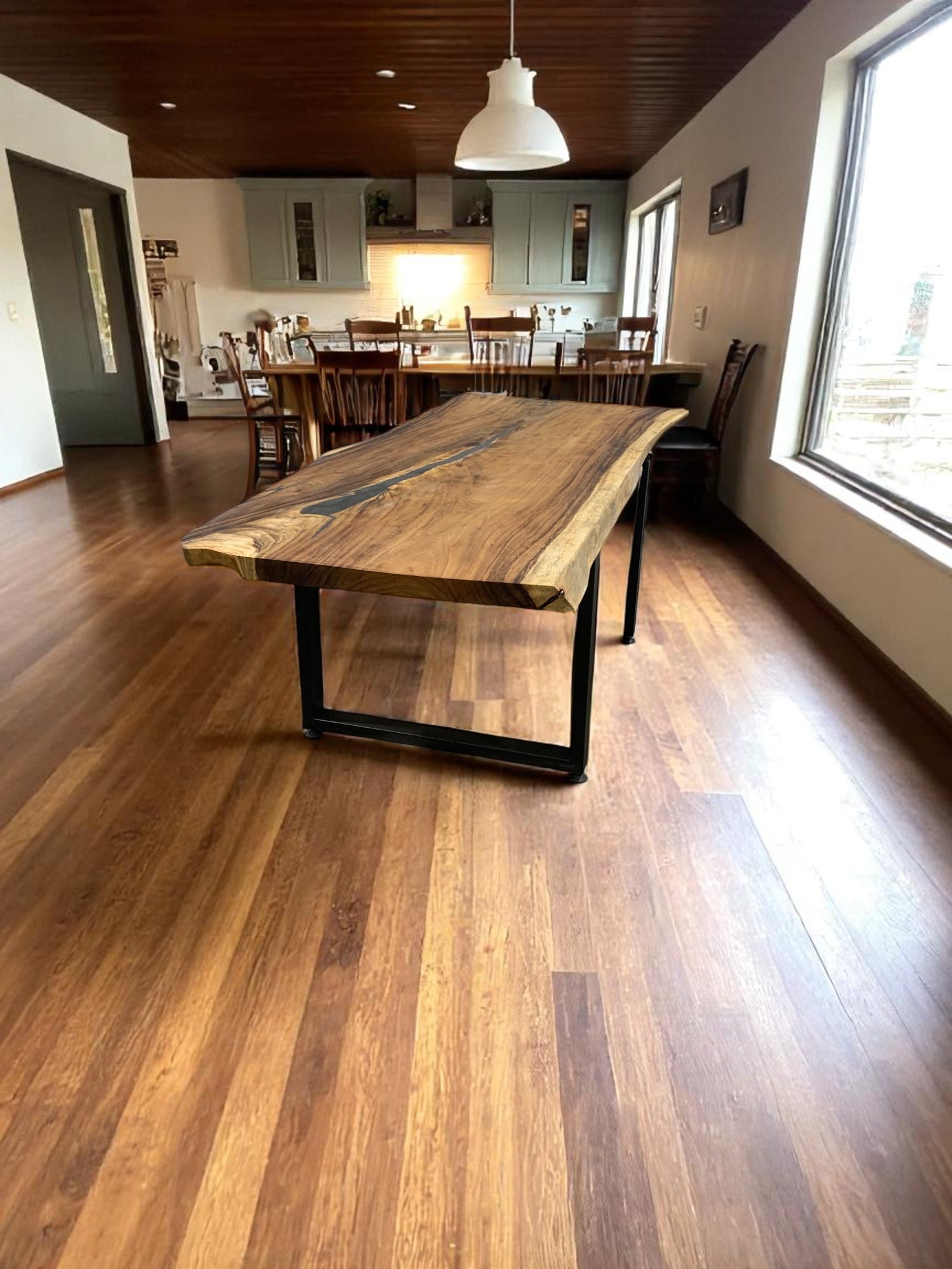 Custom Live Edge Dining Tables for Interior Design and Home Decor accented with rustic slab Coffee/End table furniture.