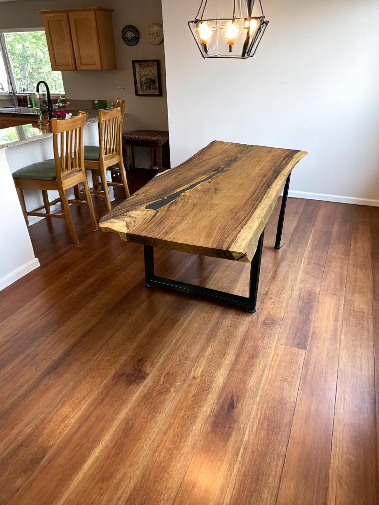 Custom Live Edge Dining Tables for Interior Design and Home Decor accented with rustic slab Coffee/End table furniture.