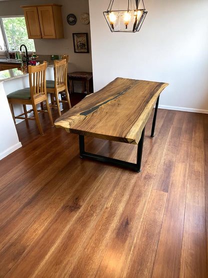 Custom Live Edge Dining Tables for Interior Design and Home Decor accented with rustic slab Coffee/End table furniture.