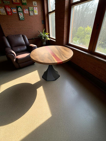 Custom Live Edge Dining Tables for Interior Design and Home Decor accented with rustic slab Coffee/End table furniture.