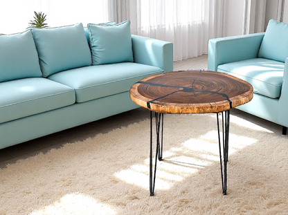 Custom Live Edge Dining Tables for Interior Design and Home Decor accented with rustic slab Coffee/End table furniture.