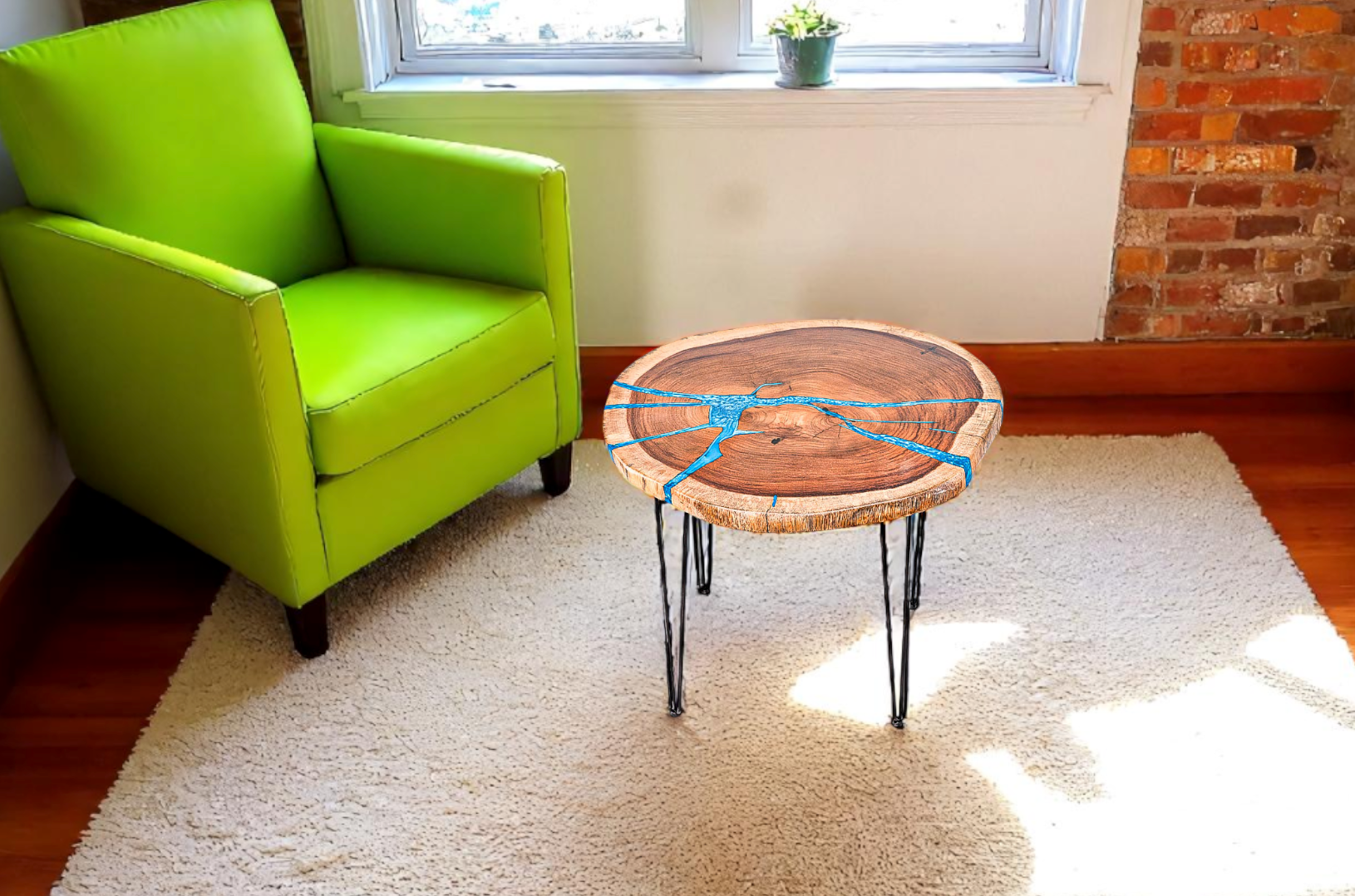 Custom Live Edge Dining Tables for Interior Design and Home Decor accented with rustic slab Coffee/End table furniture.