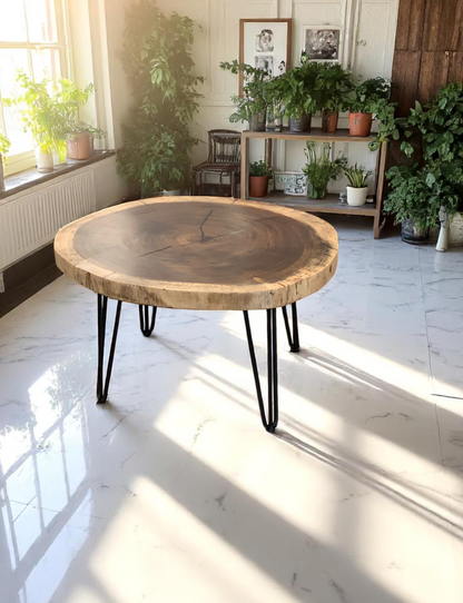 Custom Live Edge Dining Tables for Interior Design and Home Decor accented with rustic slab Coffee/End table furniture.