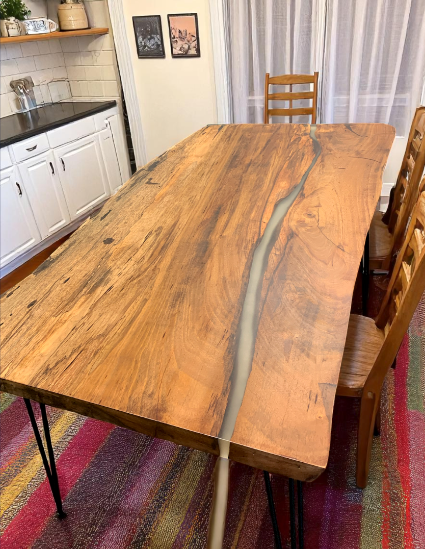 Custom Live Edge Dining Tables for Interior Design and Home Decor accented with rustic slab Coffee/End table furniture.