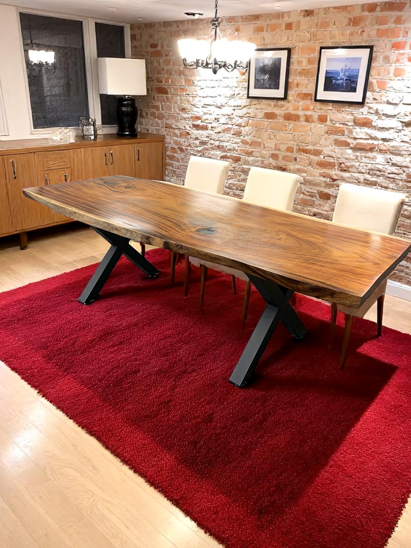 Custom Live Edge Dining Tables for Interior Design and Home Decor accented with rustic slab Coffee/End table furniture.