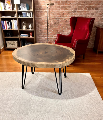 Custom Live Edge Dining Tables for Interior Design and Home Decor accented with rustic slab Coffee/End table furniture.