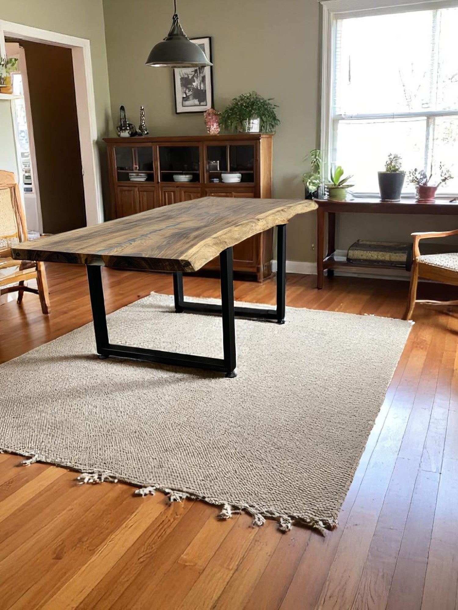 Custom Live Edge Dining Tables for Interior Design and Home Decor accented with rustic slab Coffee/End table furniture.