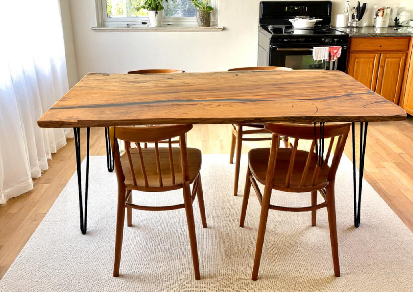 Custom Live Edge Dining Tables for Interior Design and Home Decor accented with rustic slab Coffee/End table furniture.