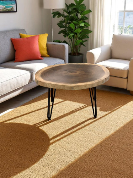 Custom Live Edge Dining Tables for Interior Design and Home Decor accented with rustic slab Coffee/End table furniture.