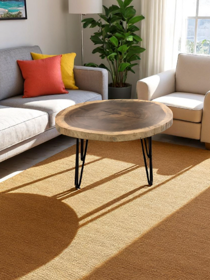 Custom Live Edge Dining Tables for Interior Design and Home Decor accented with rustic slab Coffee/End table furniture.