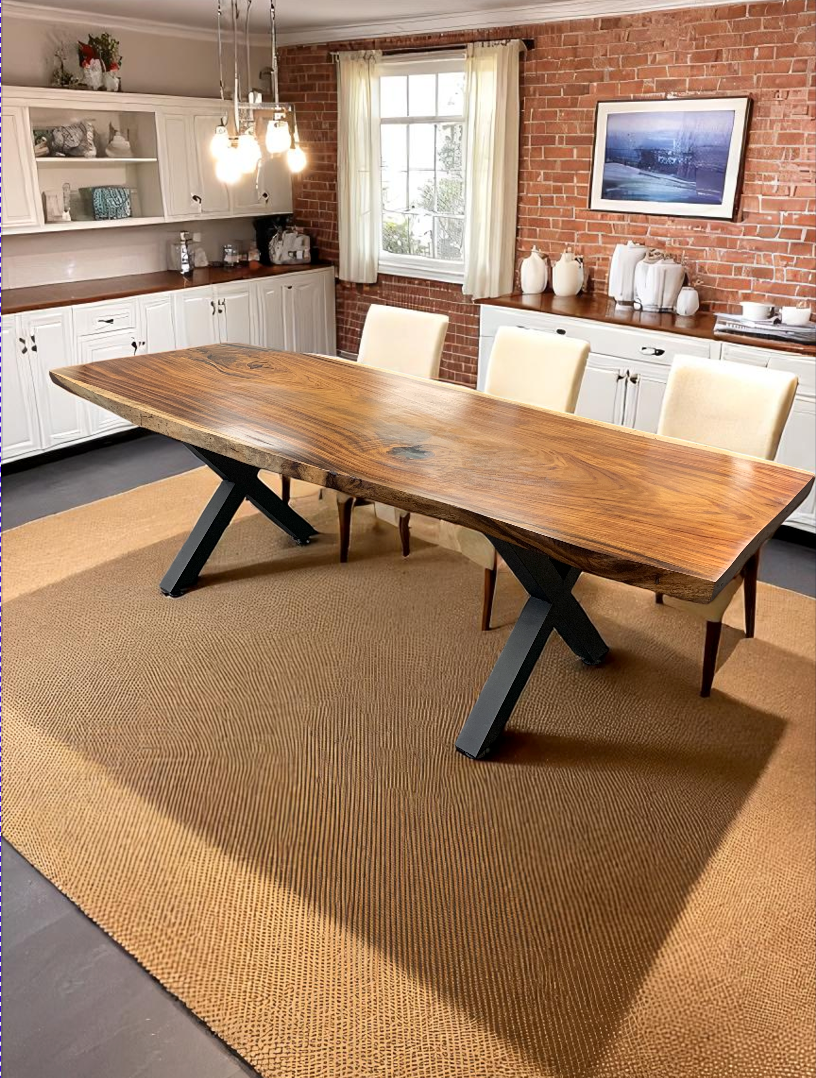 Custom Live Edge Dining Tables for Interior Design and Home Decor accented with rustic slab Coffee/End table furniture.