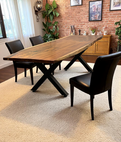 Custom Live Edge Dining Tables for Interior Design and Home Decor accented with rustic slab Coffee/End table furniture.