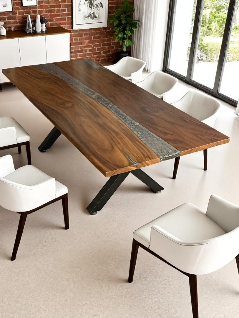 Custom Live Edge Dining Tables for Interior Design and Home Decor accented with rustic slab Coffee/End table furniture.