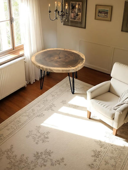Custom Live Edge Dining Tables for Interior Design and Home Decor accented with rustic slab Coffee/End table furniture.
