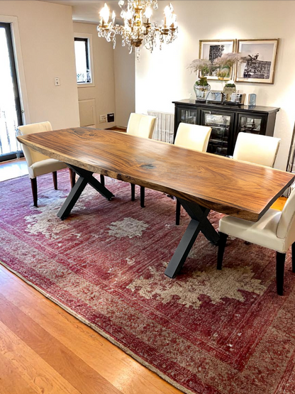 Custom Live Edge Dining Tables for Interior Design and Home Decor accented with rustic slab Coffee/End table furniture.
