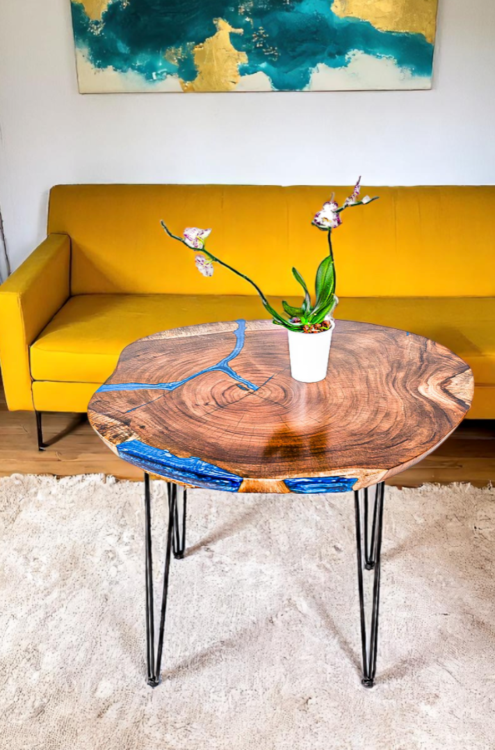 Custom Live Edge Dining Tables for Interior Design and Home Decor accented with rustic slab Coffee/End table furniture.