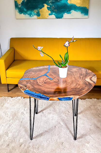 Custom Live Edge Dining Tables for Interior Design and Home Decor accented with rustic slab Coffee/End table furniture.