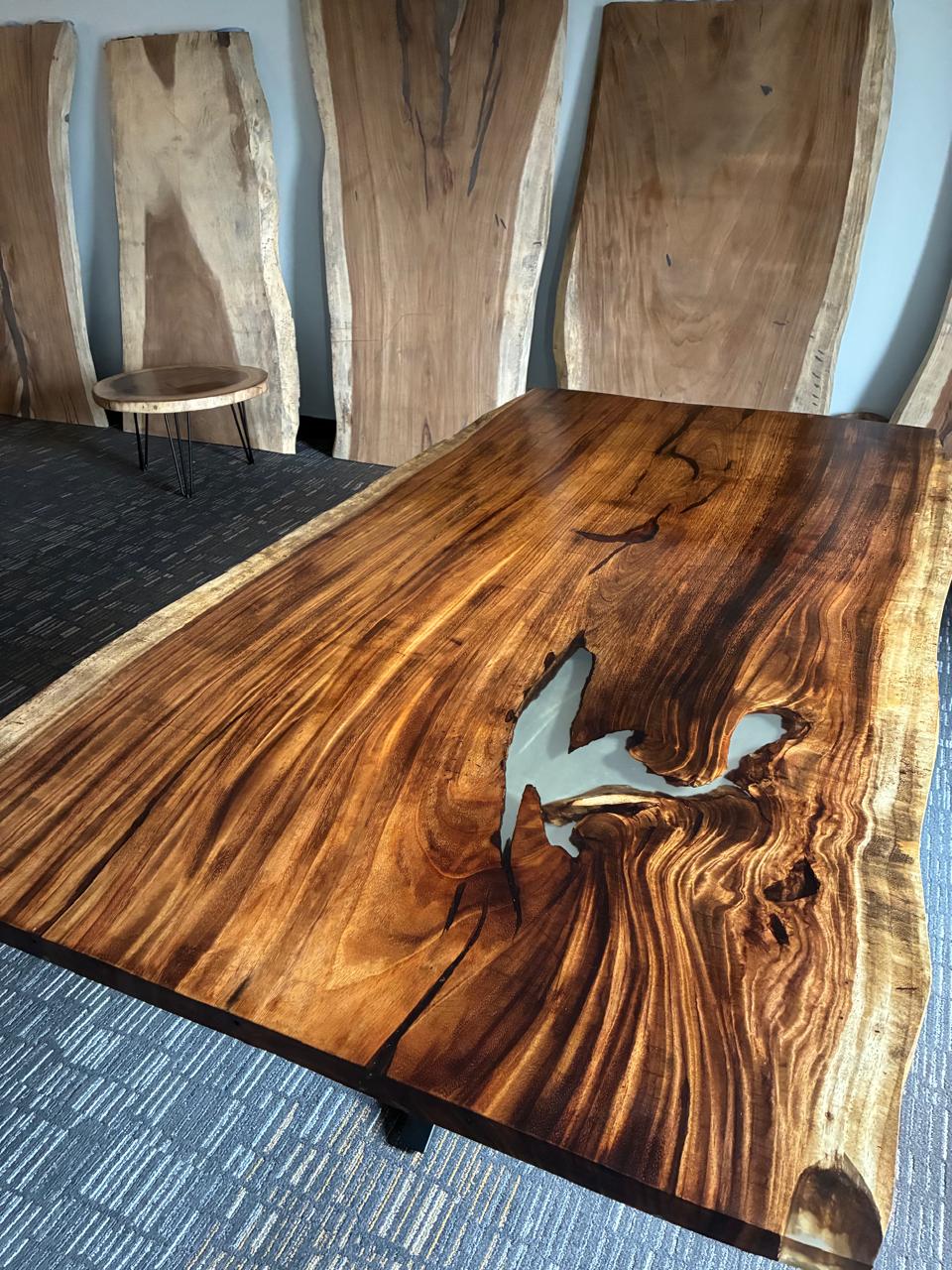 Custom Live Edge Dining Tables for Interior Design and Home Decor accented with rustic slab Coffee/End table furniture.
