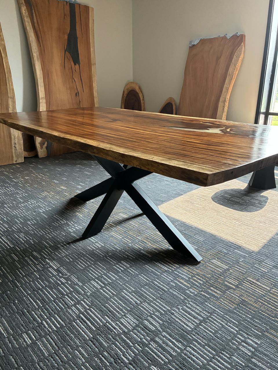 Custom Live Edge Dining Tables for Interior Design and Home Decor accented with rustic slab Coffee/End table furniture.