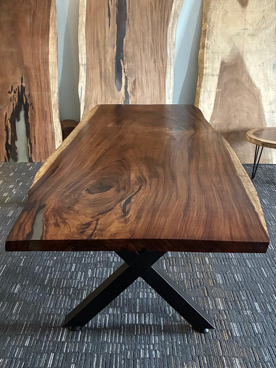 Custom Live Edge Dining Tables for Interior Design and Home Decor accented with rustic slab Coffee/End table furniture.